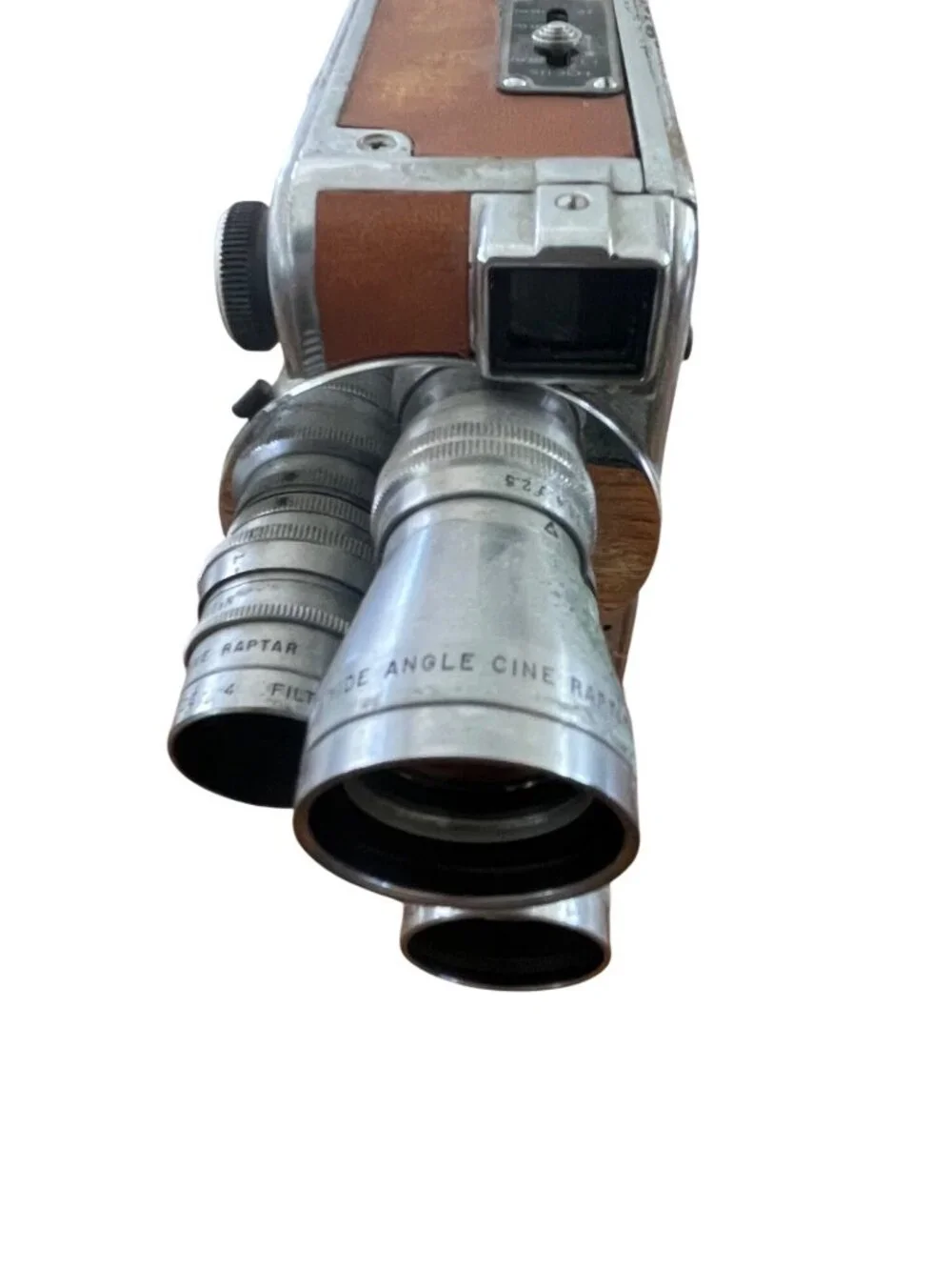 Vintage DeJur Triple Turret 8mm Movie Camera With Leather Finish Untested